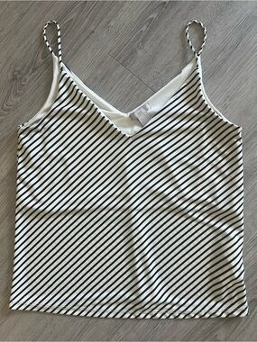 H&M Black & White Striped V-Neck Cami